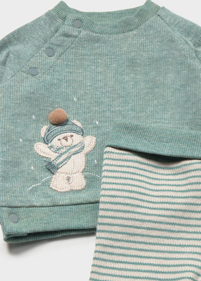 Conjunto polaina y sudadera osito recién nacido