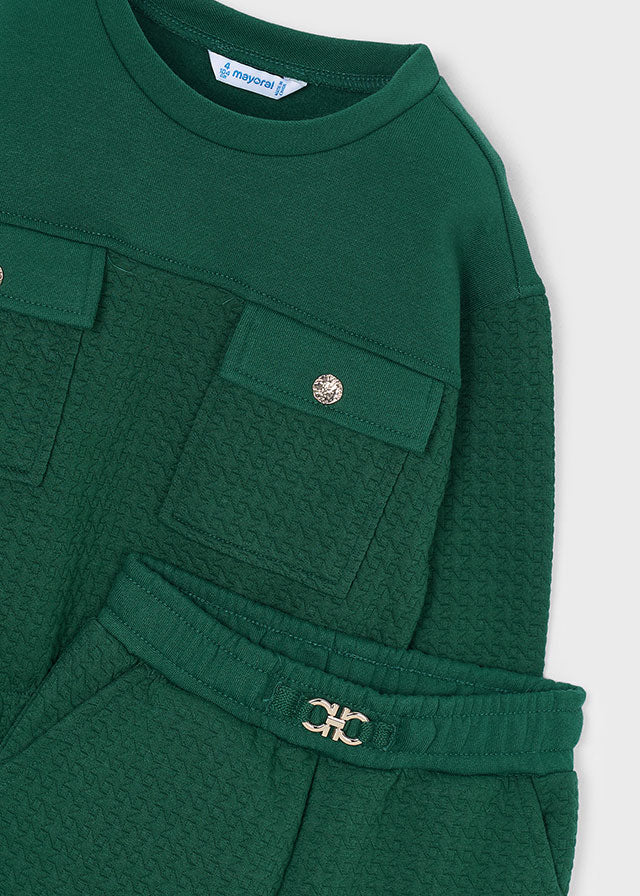 Conjunto sudadera bolsillos y pantalón niña