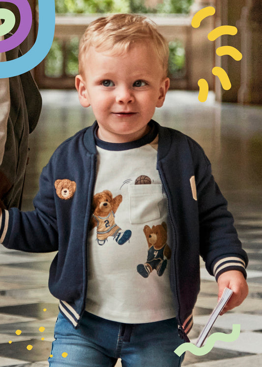 Camiseta ositos bebé mangas rayas