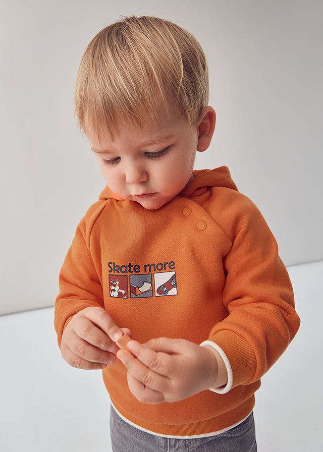 Sudadera capucha bebé naranja