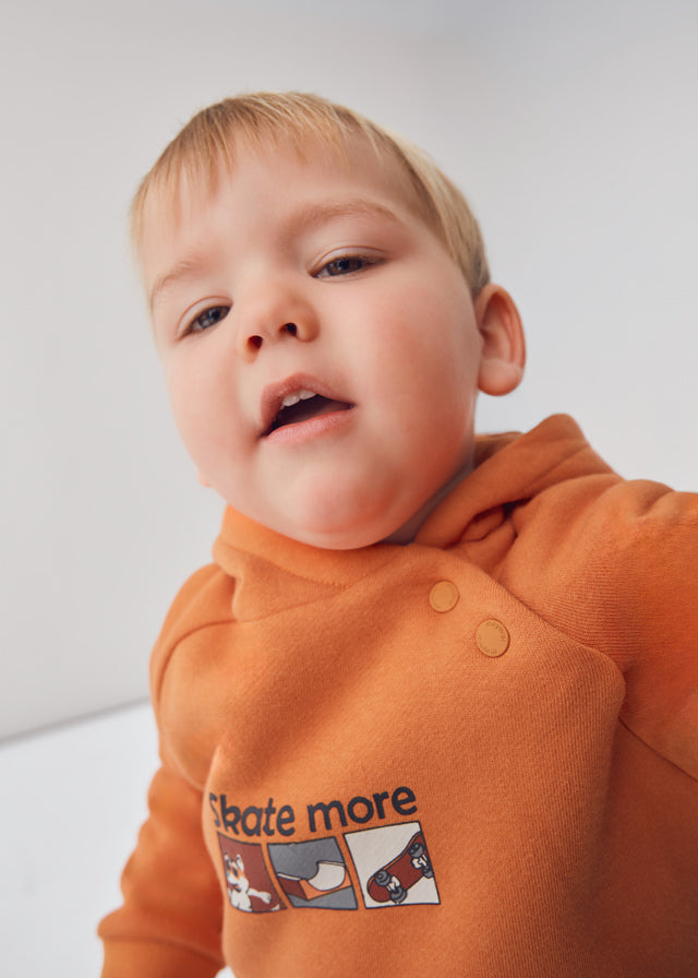 Sudadera capucha bebé naranja