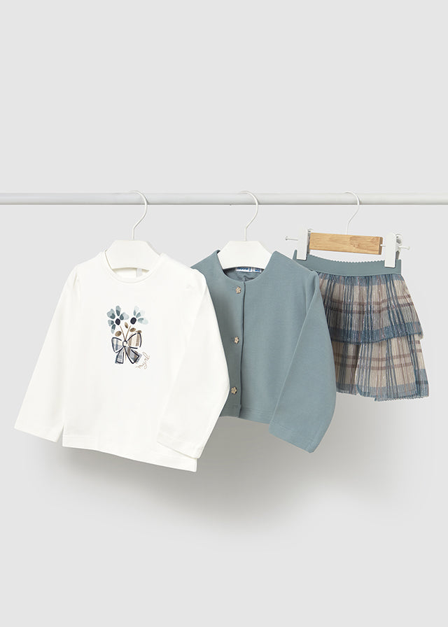 Conjunto 3 piezas falda cuadros