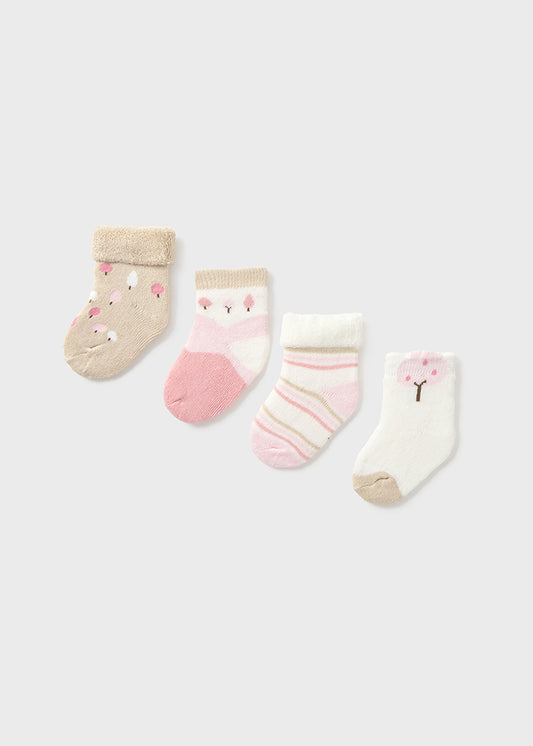 Set 4 calcetines rosa bebe