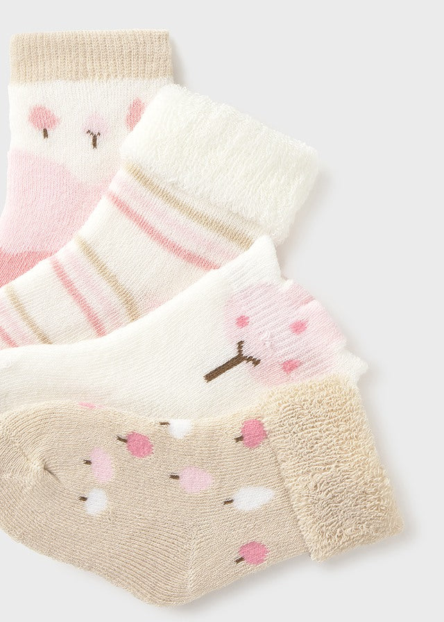 Set 4 calcetines rosa bebe