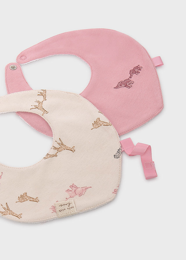 Set 2 baberos safaris rosa