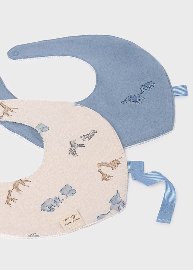 Set 2 baberos safari azul