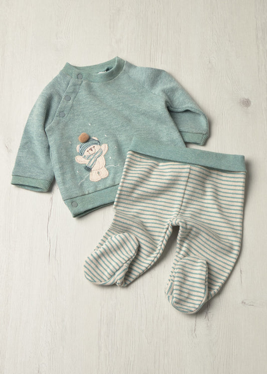 Conjunto polaina y sudadera osito recién nacido