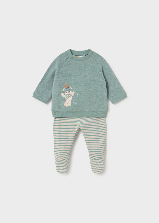 Conjunto polaina y sudadera osito recién nacido