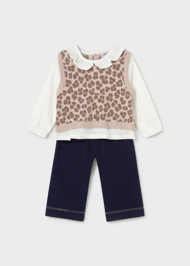 Conjunto pantalón y blusa con chaleco bebé
