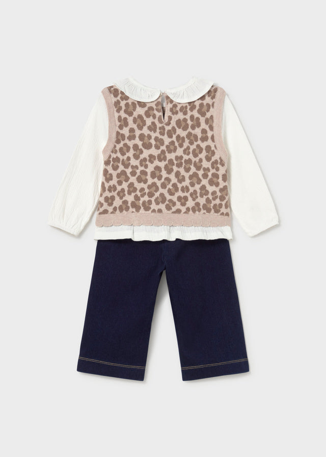Conjunto pantalón y blusa con chaleco bebé