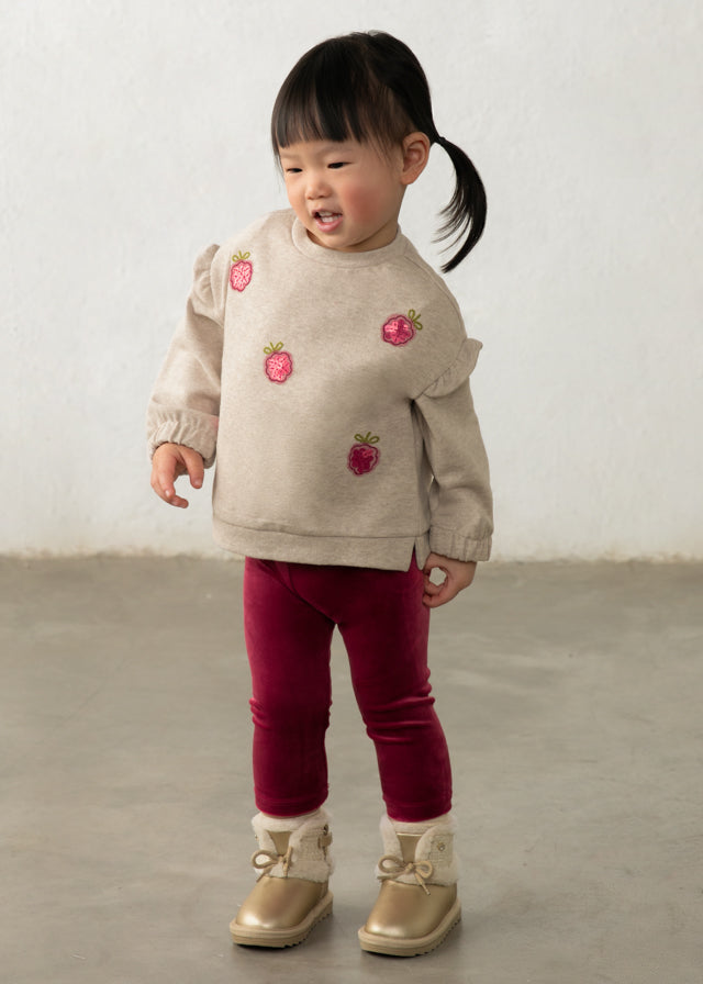 Conjunto sudadera y legging terciopelo bebé