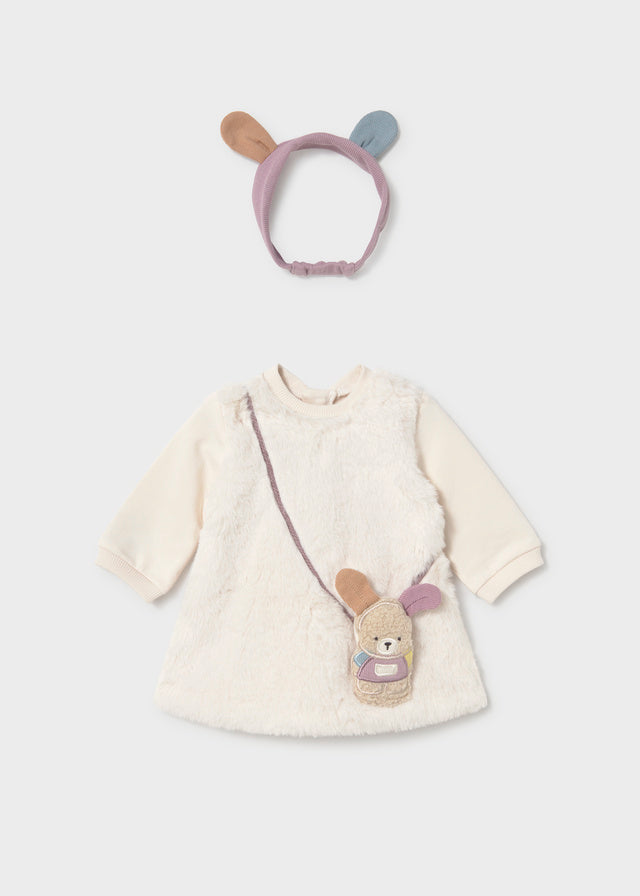 Vestido bolso simulado con diadema recién nacida