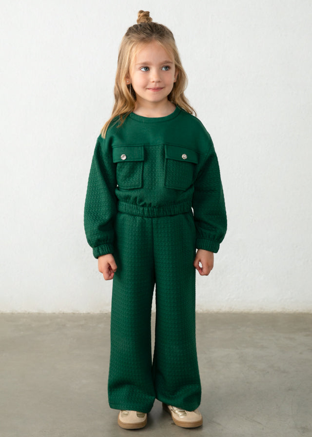 Conjunto sudadera bolsillos y pantalón niña
