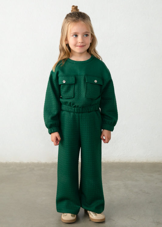 Conjunto sudadera bolsillos y pantalón niña