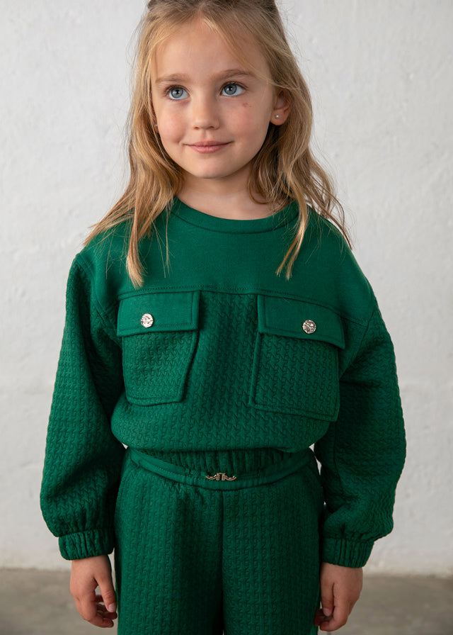 Conjunto sudadera bolsillos y pantalón niña