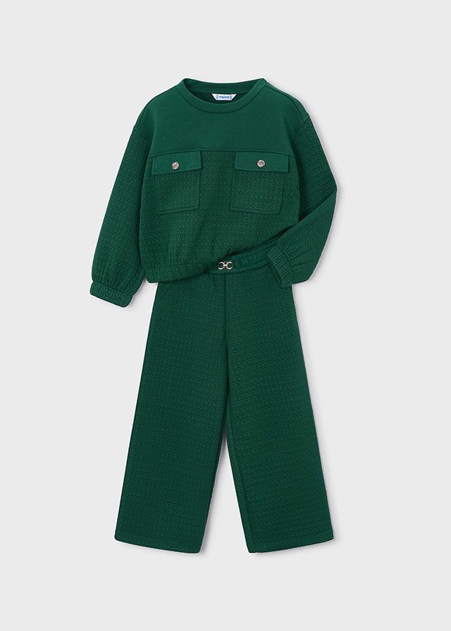 Conjunto sudadera bolsillos y pantalón niña