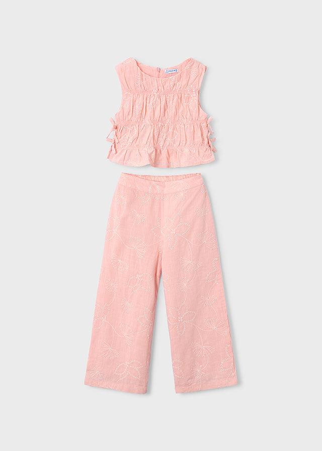 Conjunto pantalón largo y top fruncido