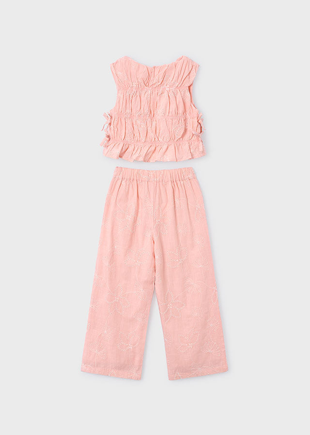 Conjunto pantalón largo y top fruncido