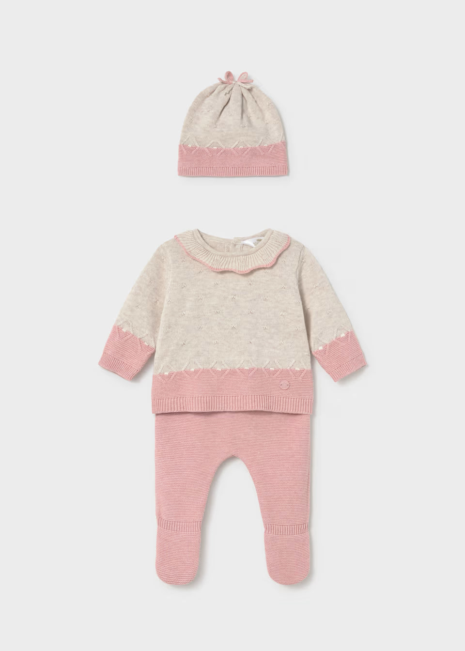 Conjunto 3 piezas tricot recién nacida