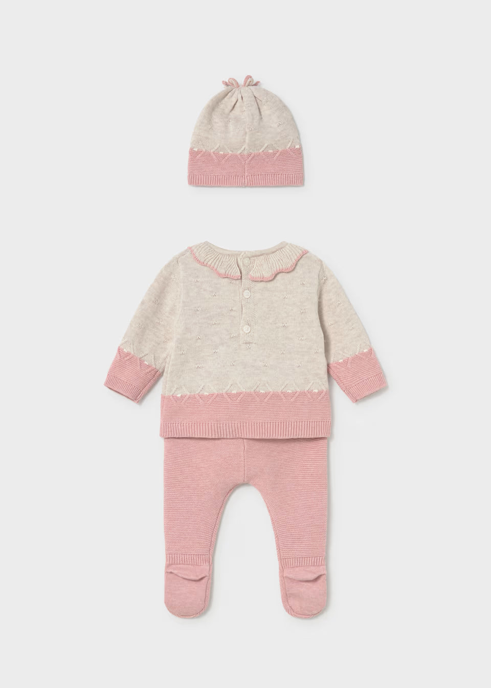 Conjunto 3 piezas tricot recién nacida